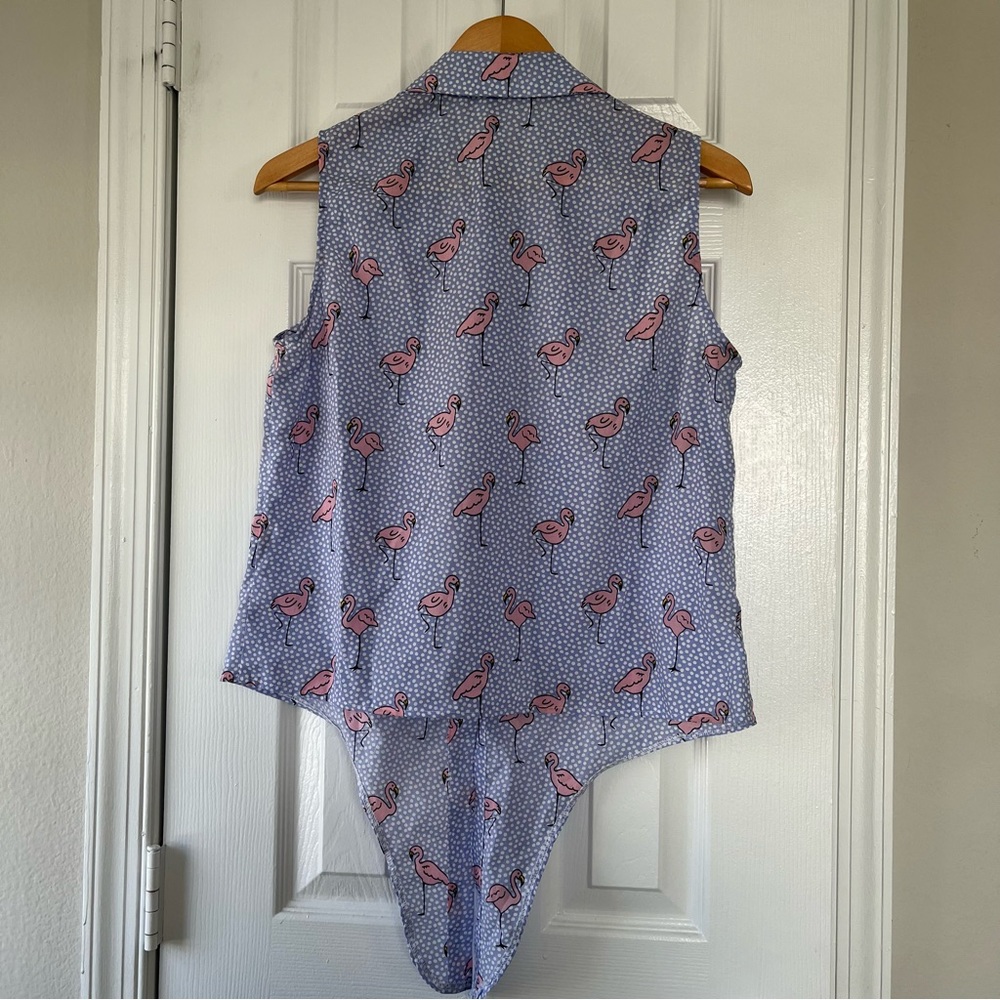 Women’s Blue sky shirt/top and short set printed pink flamingo pattern size m - Picture 5 of 8